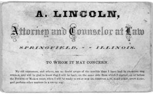 Carte de visite d'Abraham Lincoln